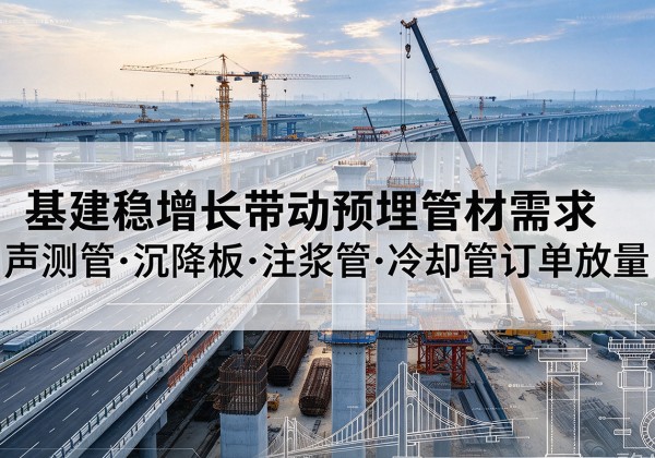 张家港基建稳增长带动预埋监测管材需求，声测管、沉降板、注浆管订单持续放量